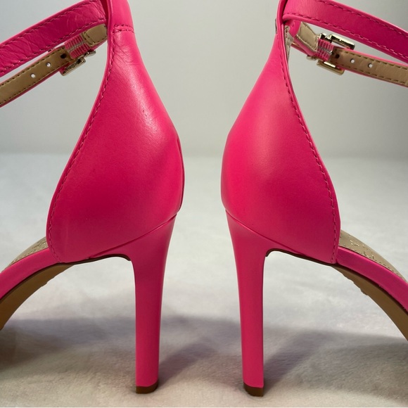 NWOB Vince Camuto Lauralie Hot Neon Pink 3.5” Ankle Strap Stilettos Size 6 - Picture 6 of 14